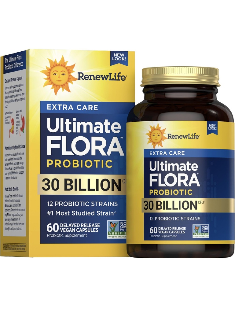 RenewLife Extra Care Ultimate FLORA Probiootikum, 60 kapslit