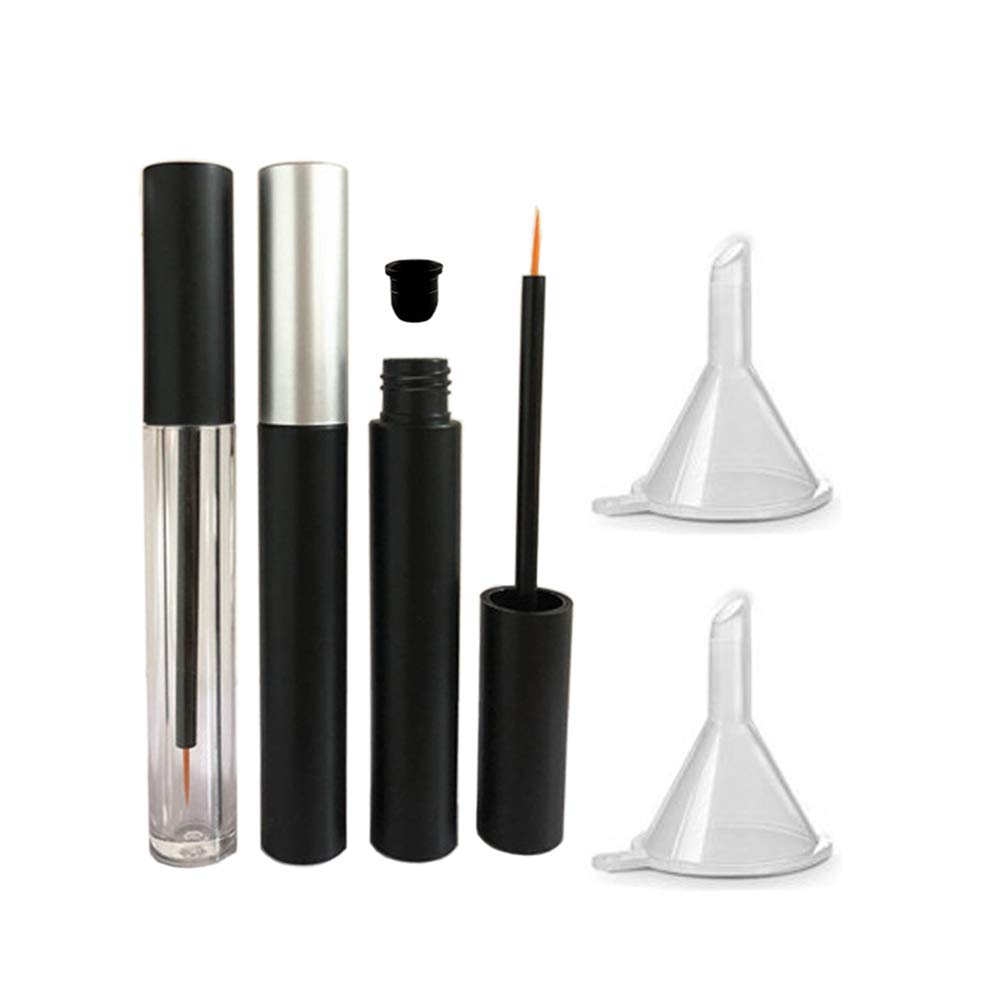 3 tükki 5 ml Tühjad silmapliiatsi torud Täidetav ripsmete kasv Vedelik pudel Plastist silmalainer Vials Tobe koos harjase ripsmete kasvu õli ripsmetušši toru kosmeetika tulevad 2 Mini Palstic lehtrid