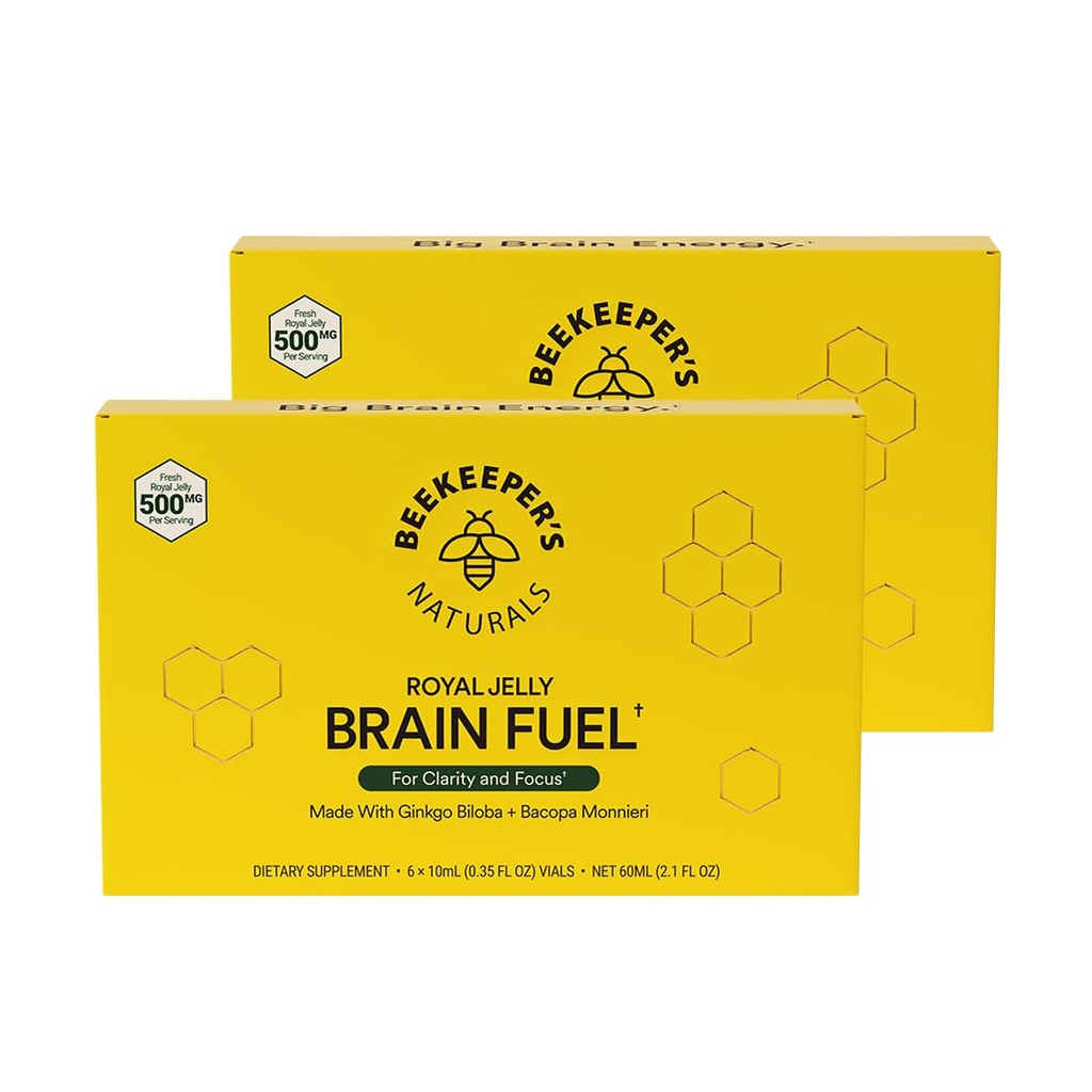 Mesiniku looduslikud B.LXR Ajukütus - mälu, fookus ja selgus Vedel valem, toetab tootlikkust Royal Jelly, Ginkgo Biloba, Bacopa Monnieri Keto Sõbralik, Gluteen & Kofeiinivaba, 6 ct (2 Pack)