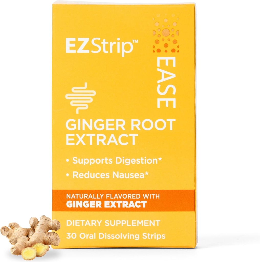 Ease Supplement - Ingveri maitse, 30 krahv - Ingveri juurtega lahustamine aitab toetada iivelduse leevendamist, hommiku- ja liikumishaigust ning seedimist - valmistatud USA-s, suhkru- ja gluteenivaba