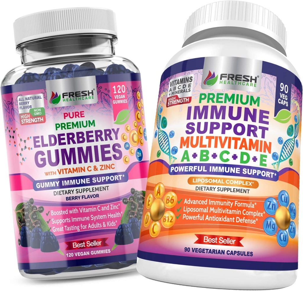 VÄRSKED TERVISHOID Elderberry Gummies ja Immune Multivitamiinid - Bundle