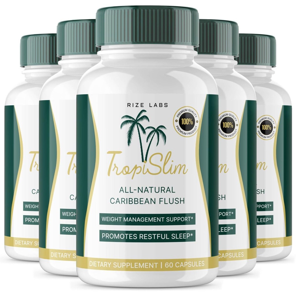 (Official 5 Pack) Tropislim, Tropislim All Natural Caribbean Flush, Kaalulangus Supplement, Tropislim Slimming kapslid naistele, Tervislik elustiil + Leaner Füüsika, Tropical Reviews (300 kapslit)