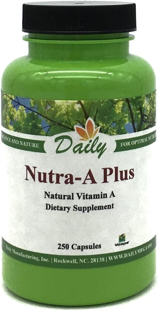 Daily Manufacturing Nutra-A PlusTM (taimne vitamiin A-palmitaat ja beeta-karoteen) 250 taimset kapslit