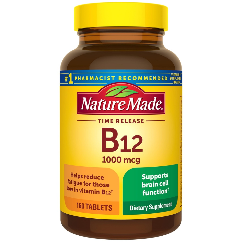 Loodus Made Vitamiin B12 1000 mcg, toidulisand energia metabolismi toetuseks, 160 aja vabastamist tabletid, 160 päeva pakkumine