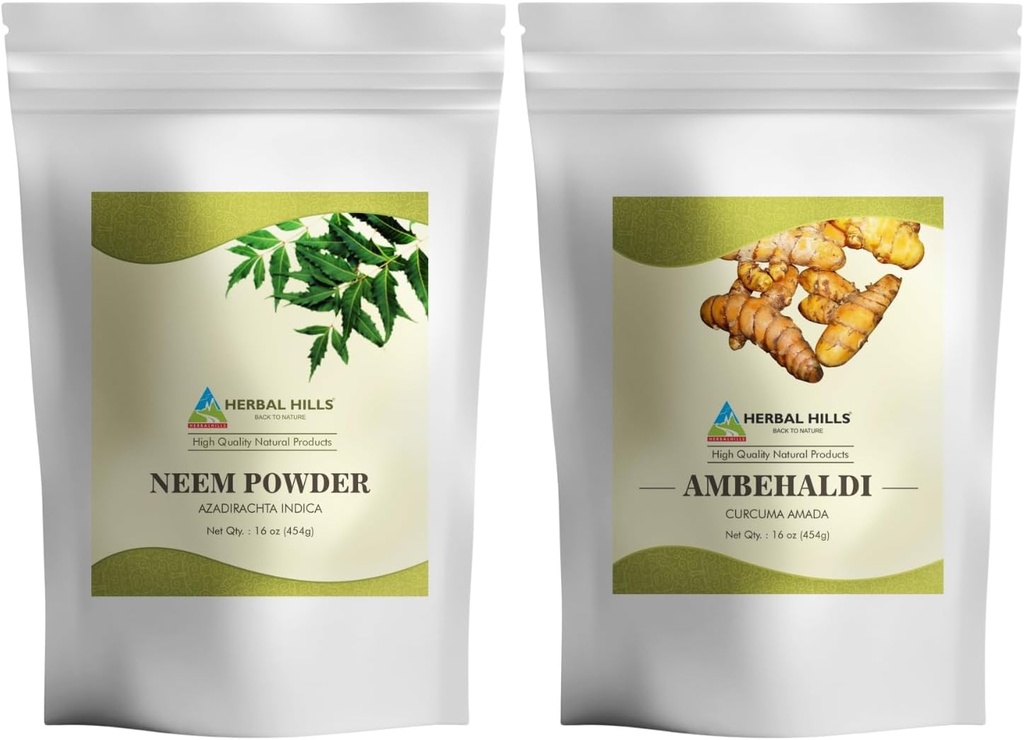 Neem Lehepulber ja Ambehaldi Kurkum Pulber 16 Oz 2 Combo pakend