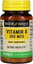 Mason Vitamiinid Vitamiin K 100 mcg Tabletid, 100-Count pudelid