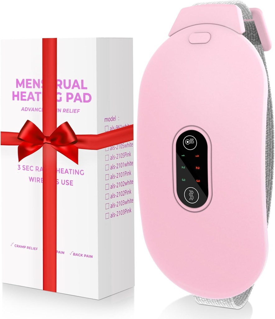 Küttepadjad, Glyduny-periood Kramp Massager kaasaskantav juhtmeta küttepadi koos 6 Soojustaseme ja 6 massaažirežiimiga seljavalu leevendamiseks menstruaalkütte padi (Pink)