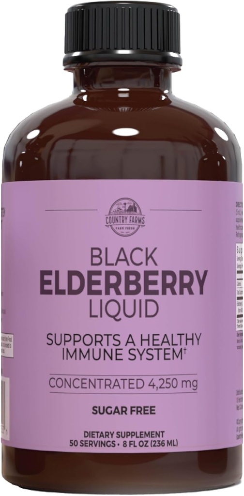 Maa talud Elderberry Liquid, toetab tervislikku immuunsüsteemi, rikas antioksüdantide, suhkruvaba, marjamaitse, 8 Fl Oz