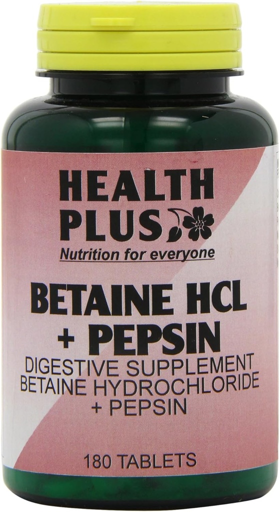 Health Plus Betaine Hcl + Pepsiini seedetrakti tervise täiendus - 180 tabletti