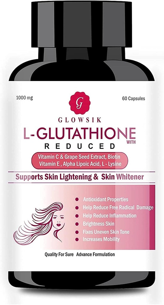 Astha L-Glutathion nahale C-vitamiini ja viinamarjaseemnega, 1000 mg - 60 kapslit GLOWSIK