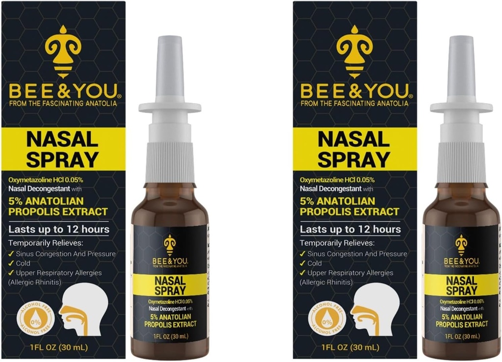 Mesilane ja sina Looduslik Propolis Ninasprei 1 Fl oz | Ummikute leevendamine Alkoholivaba meditsiiniline aste Propolis ninatilgad, Sinus Relief, Allergia, Nina niisutav Spray Ninasprei, 1 fl oz (pakk 2)