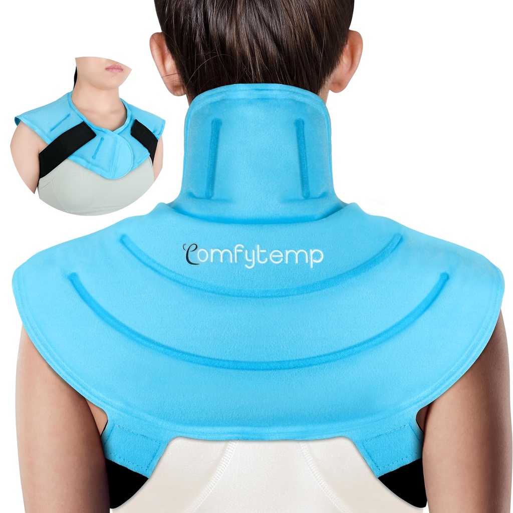 Comfytemp Ice Pack kaela õlad Valu leevendus rihmadega, korduvkasutatav Gel Õlgade Jääpakend, Külma kokkupressimise füüsiline ravi ülemise selja, emakakaela vigastused (S)