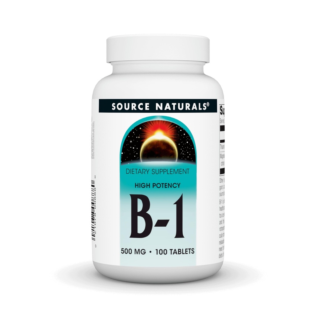 Allikas Naturals Vitamiin B-1 Tiamiin 500mg kõrge potentsi, 100% puhas - 100 tabletti