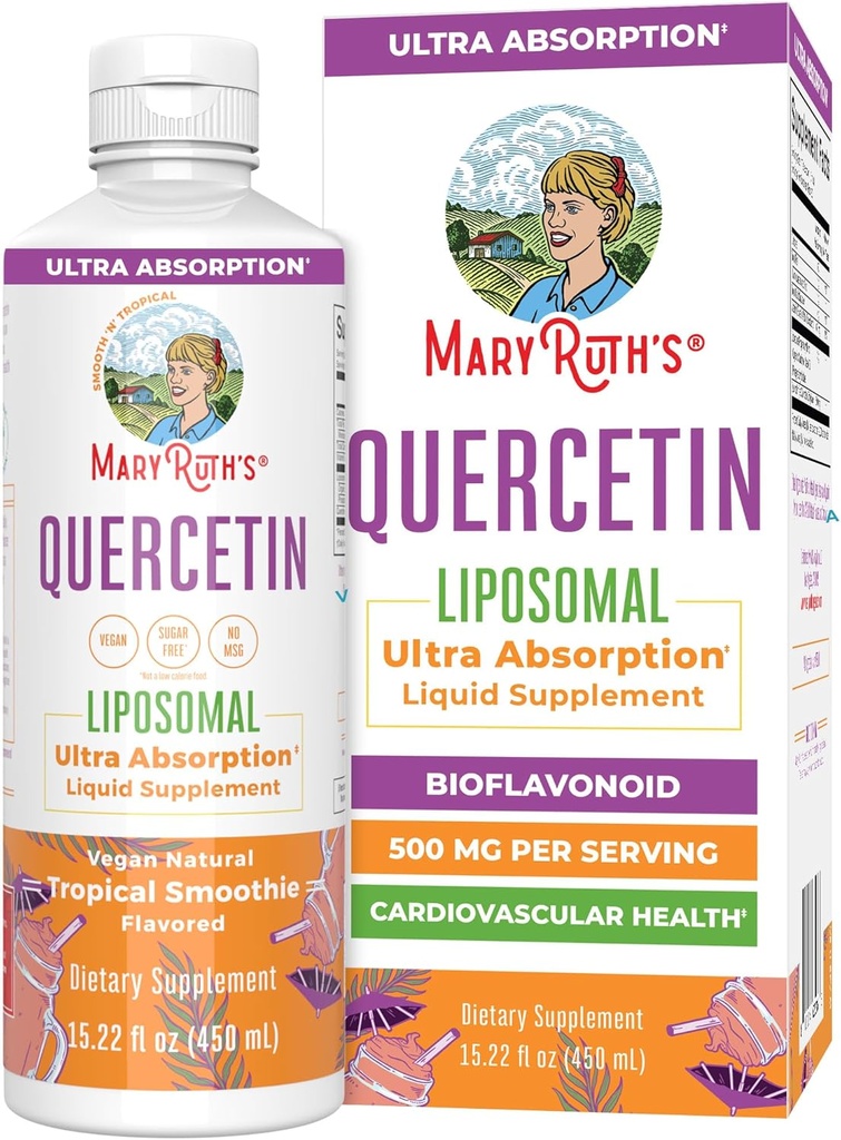 MaryRuth Organics Quercetin | Sugar Free | Vedel Quercetin 500mg Immune Support for Adults | Inflammation Supplement | Immune Defense | Cellular Health | Vegan | Non-GMO | Gluteenivaba | 15.22 Fl Oz