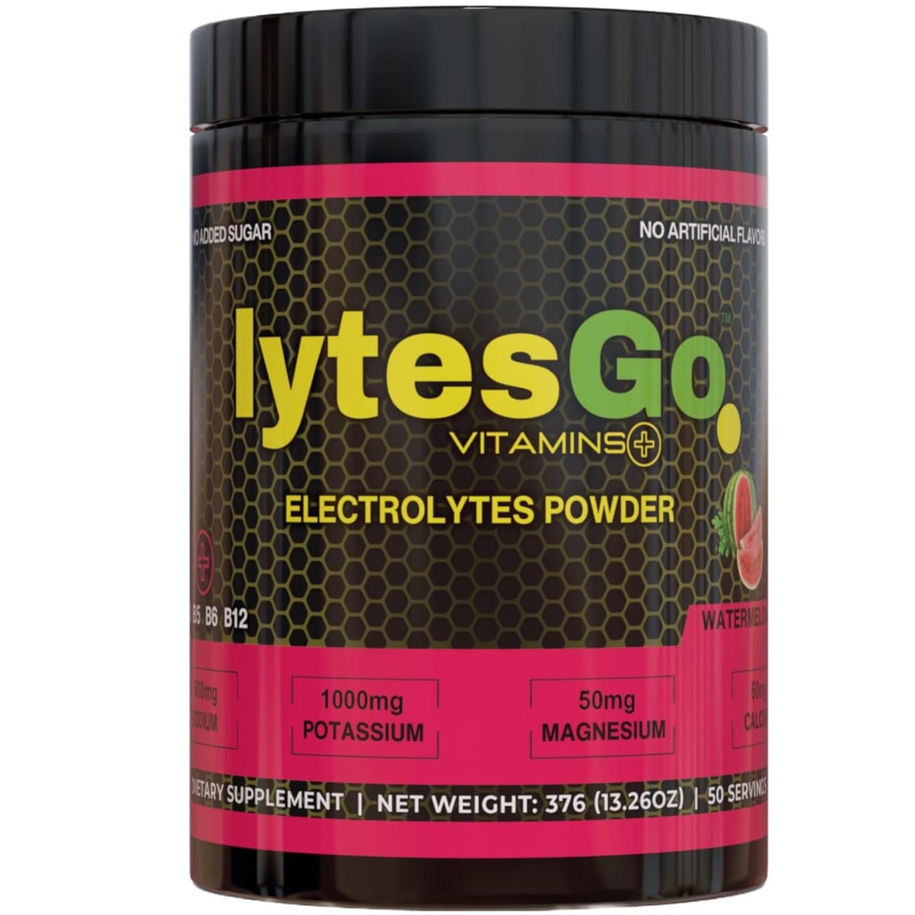 lytesGo elektrolüüdid Pulberhüdraatjook - suhkrut ei ole - arbuusimaitse - elektrolüütide pulber taastamiseks - 50 serveerimist