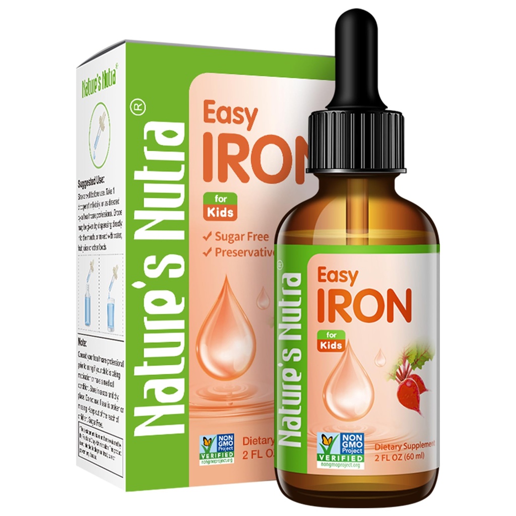 Nature's Nutra Easy Raud, Premium Vedel Raud imikutele, imikutele, lastele ja lastele, Ferrochel, Anemia, Hemoglobin, Non-GMO, Kosher, 2 Fl. Oz (60 ml)