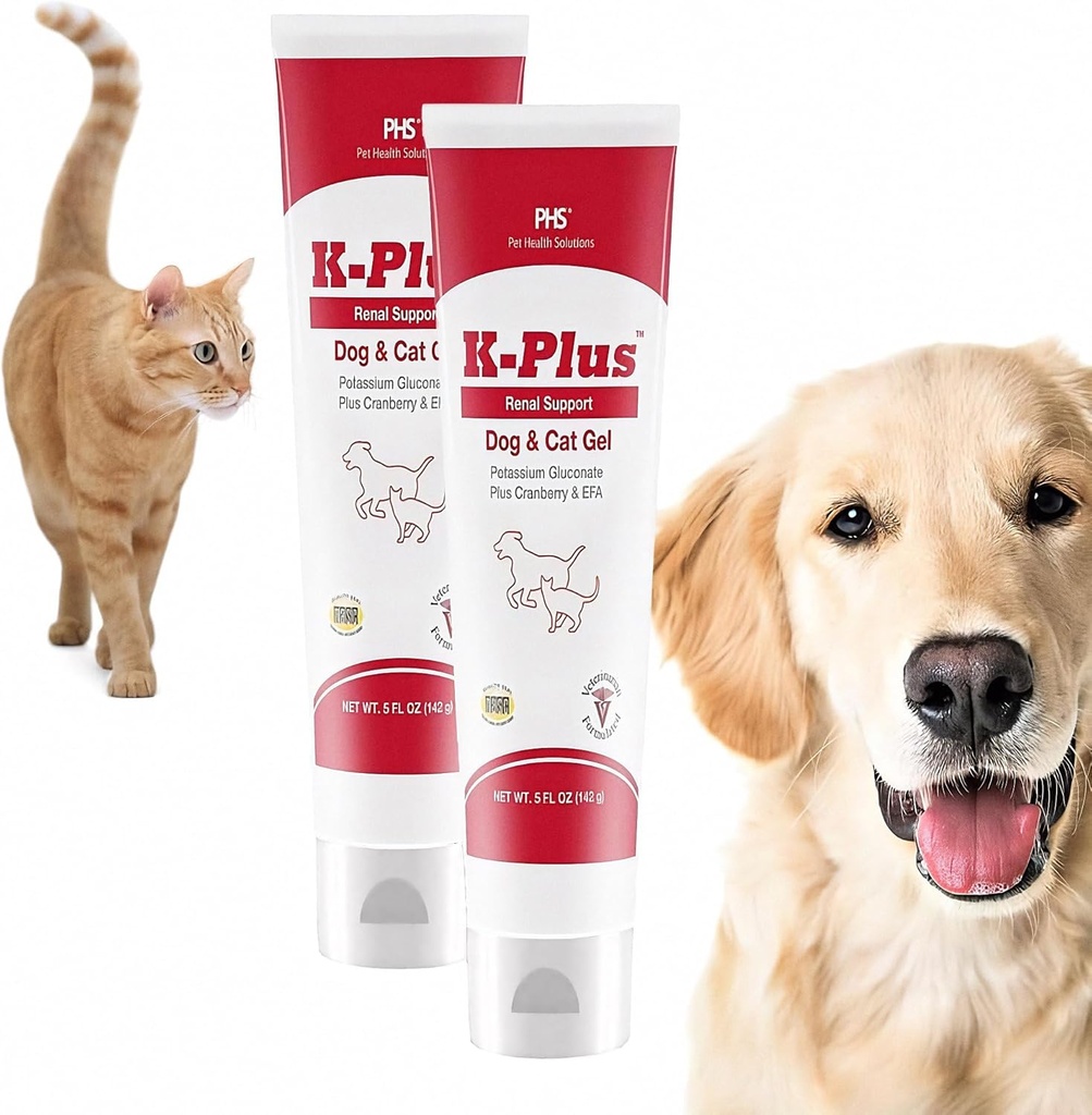 K-Plus Kaalium Glükonaat Neerugeel Plus Jõhvikas ja EPA koertele ja kassidele - Veterinaaride heakskiidetud neerulisand - toetab kaaliumi tasakaalu -(2 Pack)