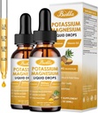 (2 Pack) Kaalium Magneesiumilisand, magneesiumi kaaliumilisandid kaltsiumiga, D3-vitamiin, tsink, suhkruvaba ja vegan Vegan Vedelad tilgad Täiendus jalgade krampidele, energiale, täiskasvanutele ja lastele