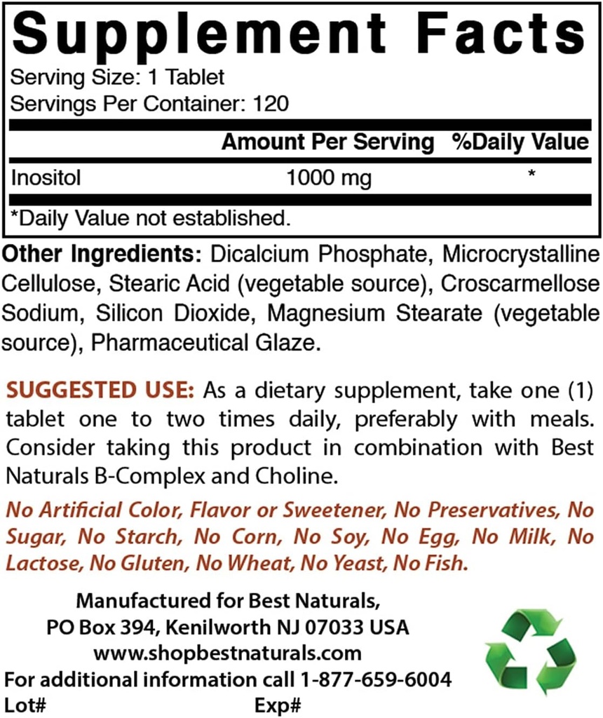 Parim Naturals Inositool 1000mg ja Selenium 200 mcg