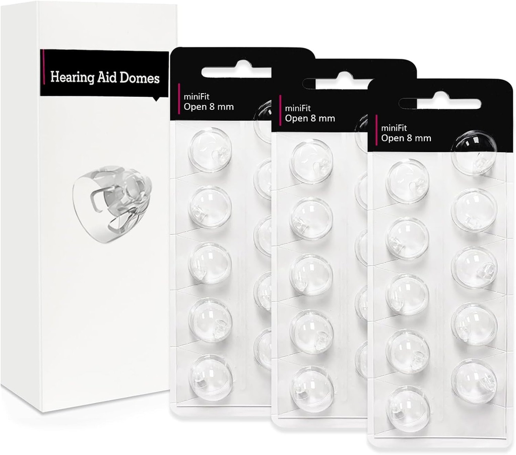 Avatud 8 mm-kuulmisabi Domes Oticon Minifit, Oticon Kuulmisabi tarvikud, Asendusosad Aksessuaarid Universaalsed Oticon Kuppelid Kuulmisabivahendite Puhastuskomplektid (30 tk)