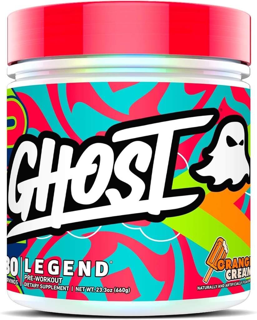 GHOST Legend Pre-Workout Powder, Orange Cream - 30 Servings - Pre-Workout meestele ja naistele, kellel on koliin, L-tsitrulliin ja beeta-alaniin energia ja fookuse jaoks