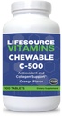 LifeSource Vitamiinid C 500 mg - 100 närimistabletti - Hämmastav oranž maitse - magustatud w/Stevia