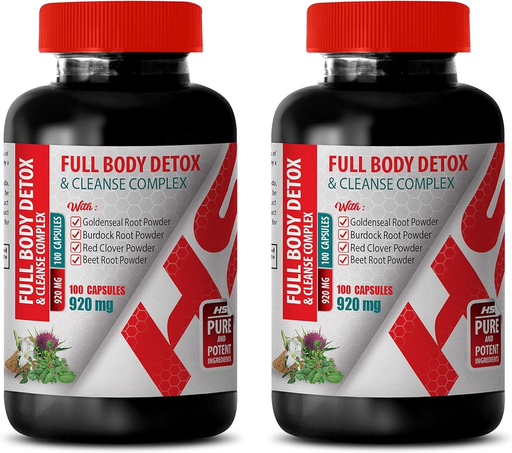 Puhasta ja Detox mehed - Full Body Detox ja puhastab kompleks 920 MG - Piimaohakas taimsete täiendada - 2 pudelit 200 kapslit