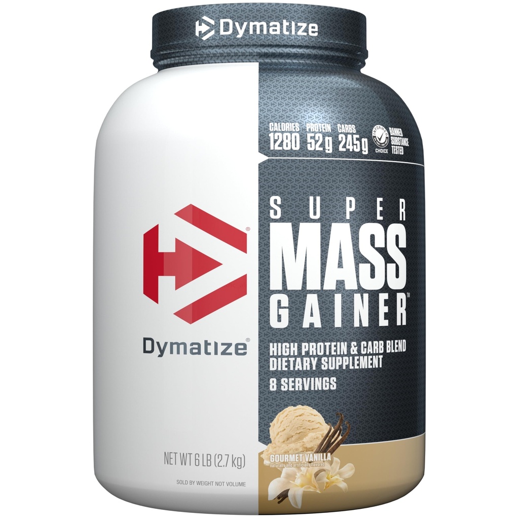 Dymatize Super Mass Gainer Valgupulber, Gourmet Vanilla, 52 g valku, 1 g kreatiini, 1280 kalorit, 10,7 g BCAA-d, 245 g süsivesikuid, sisaldab vadakuvalgu pulbrit, isolaati ja kaseiini (8 serveerimist)