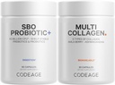 Codeage Multi Collagen Protein Capsules 5 Types, Ashwagandha Withania Somnifera & Organic Amla Berry + SBO Probiootiline Blend 50 miljardit CFU Bundle, Lactobacillus Plantarum, Bacillus Subtilis, Non-GMO