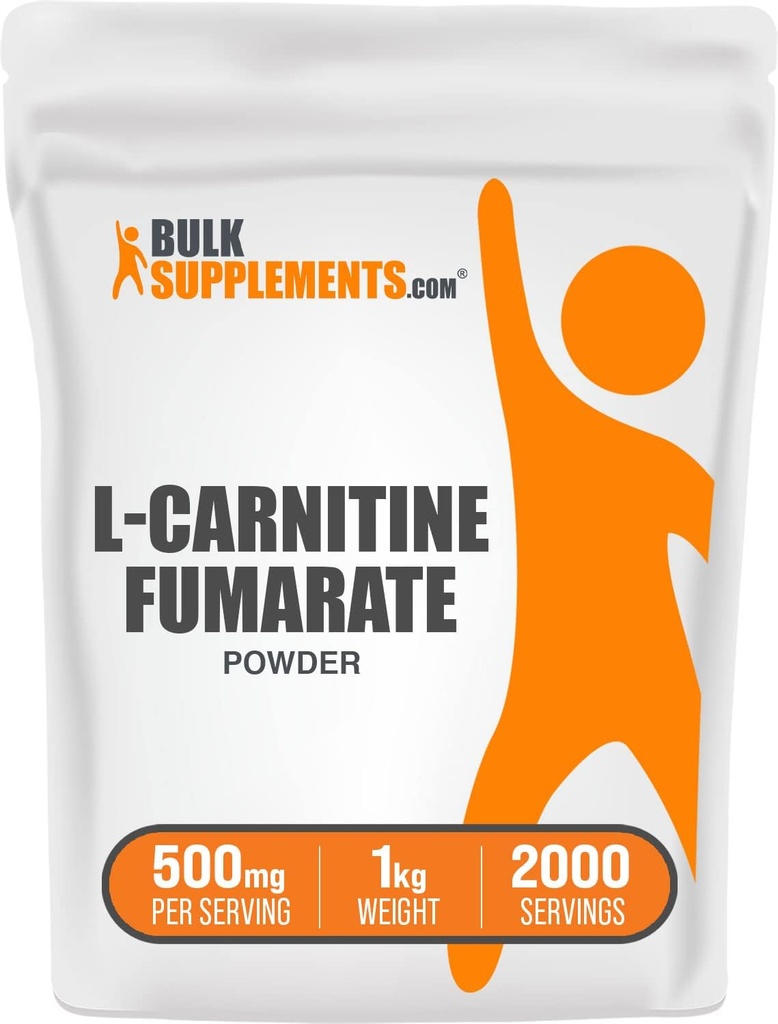 BulkSupplements.com L-karnitiin fumaraadi pulber - karnitiini lisand, spordi toitumine, L-karnitiin 500mg - gluteenivaba, 500mg ühe serveerimise kohta, gluteenivaba, 1 kg (2,2 naela) (pakk 1)