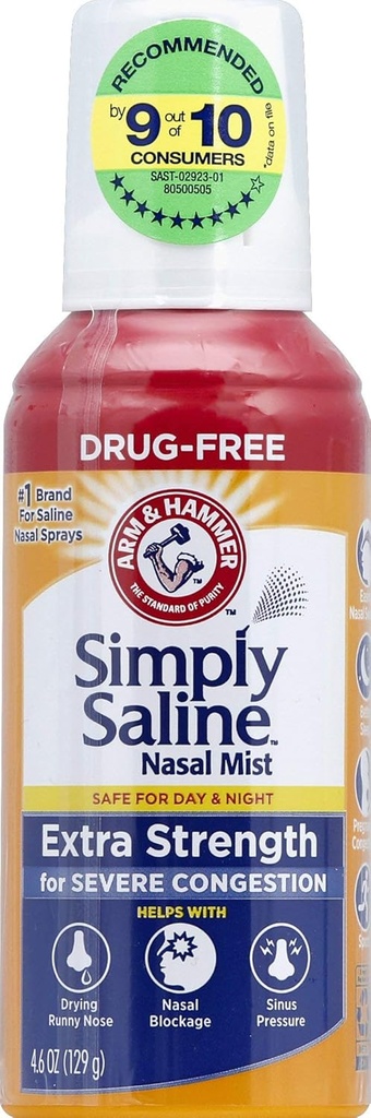 Lihtsalt soolane täiskasvanute nina udu, allergia ja siinuse leevendamine, ekstra tugevus, 4.6 Fl Oz,Multi värv