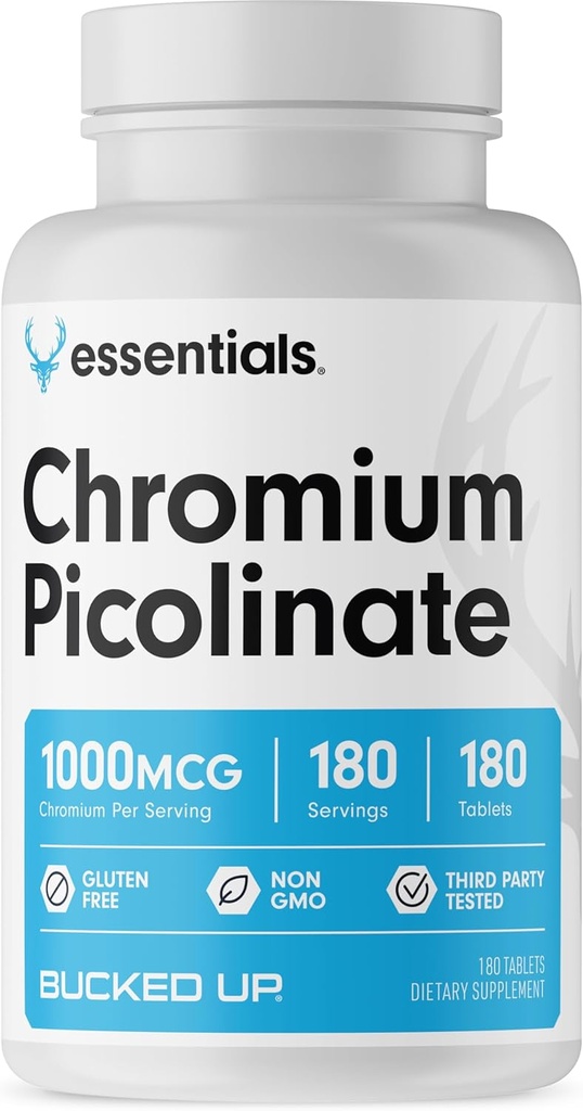 Kroompikolinaat 1000 mcg per Serving, Bucked Up Essentials (180 Servings, 180 Tablets)