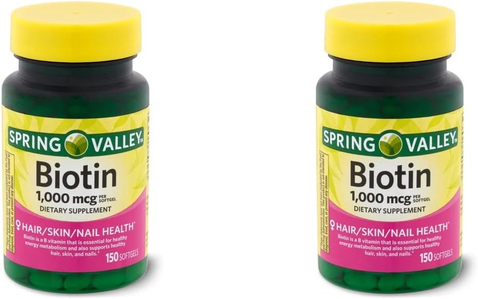 Spring Health Spring Valley Biotin 1000 Mcg 300 (2x150) Softgels terve naha, juuste ja küünte + Your Vitamin Guide©