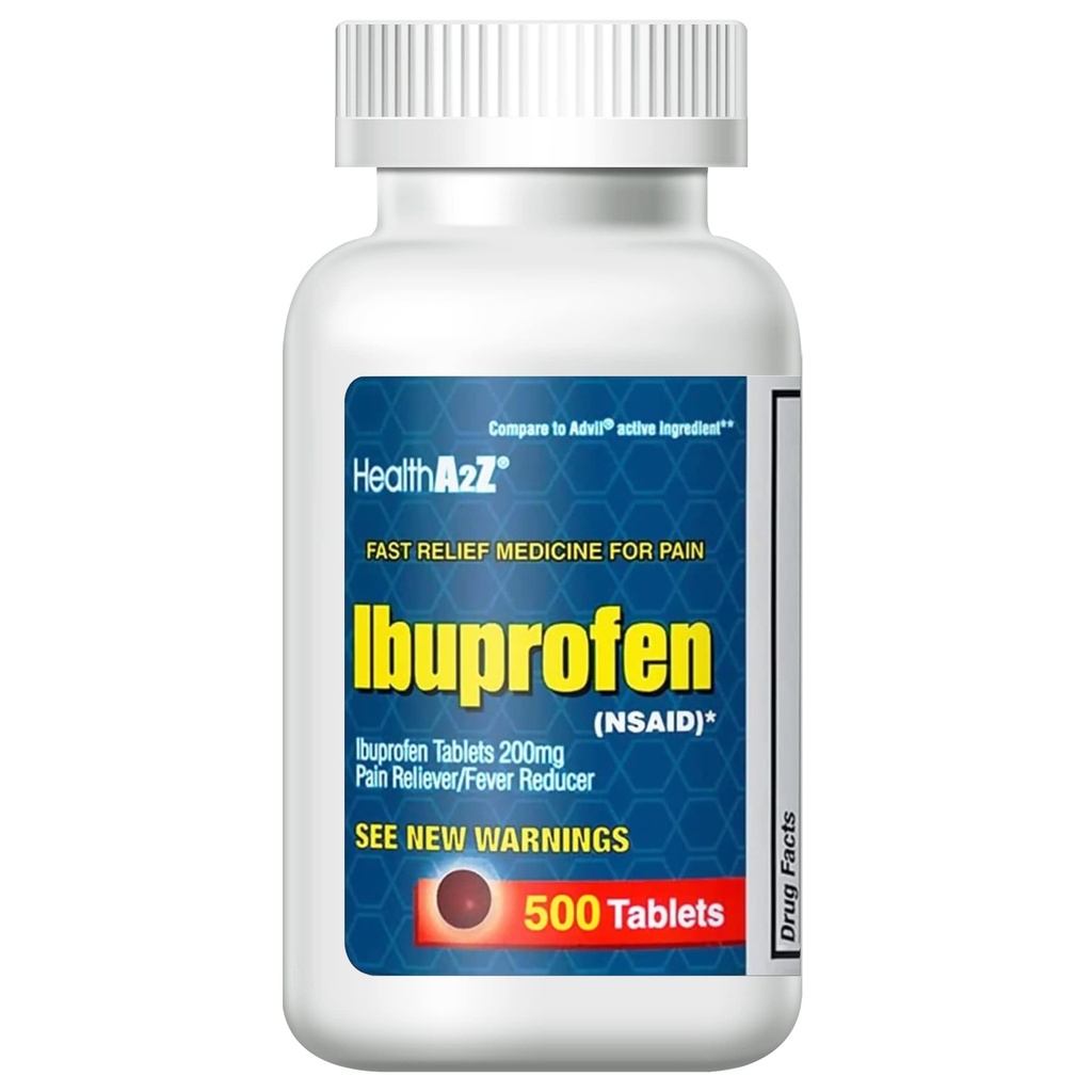 HealthA2Z® Ibuprofeen 200mg | 500 loeb | Valu leevendamine | kehavalu | peavalu | artriit | krambid | Seljavalu | palavik vähendaja... (500 loend)