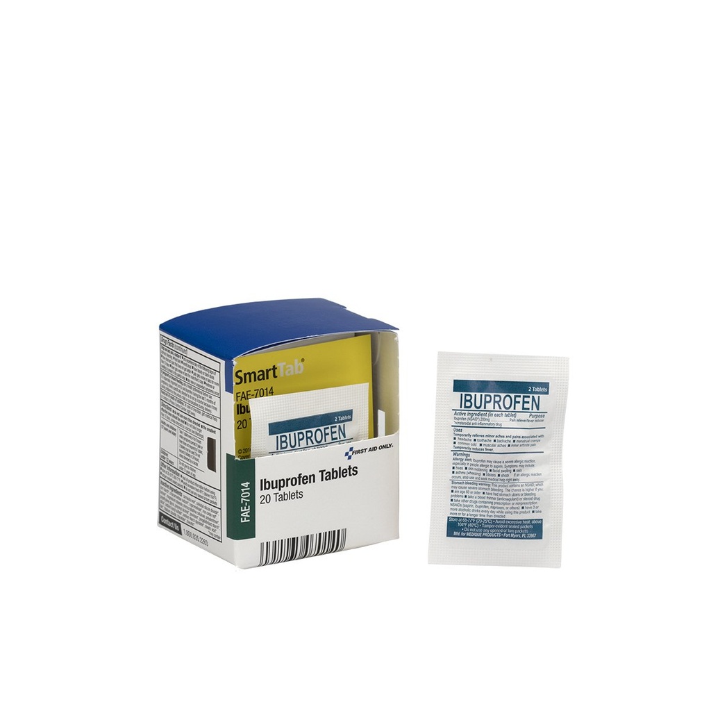 Esmaabi Ainult SmartCompliance Täitke Ibuprofeen, 2 tabletti pakendi kohta, 10 pakendit kasti kohta