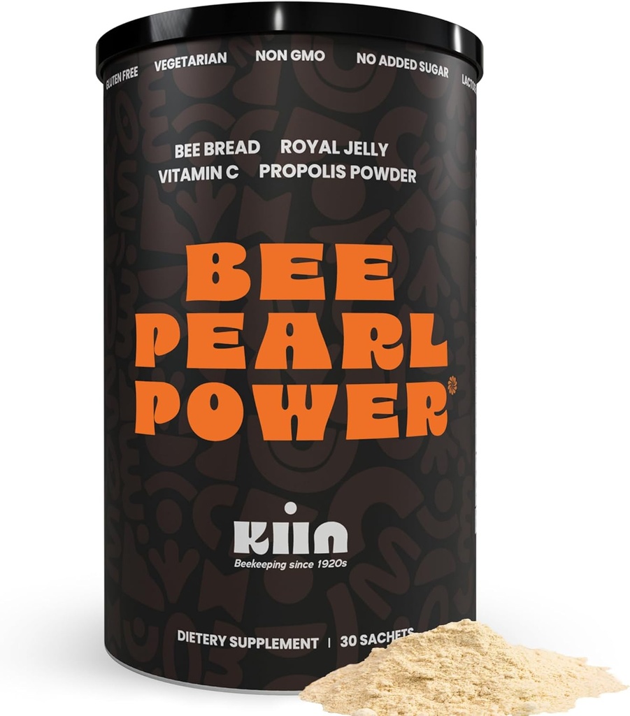 Kiin Bee Leivapulber - Fermenteeritud õietolm ja mesi, 100% looduslik multivitamiin, supertoit energia, ainevahetuse, une, taastumise, immuunsuse jaoks | Sisaldab Royal Jelly ja Propolis