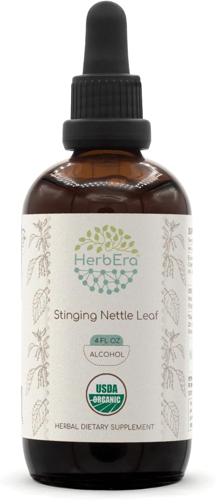 HerbEra nõgesleht A120 USDA orgaaniline tinktuur | Alkoholiekstrakt, suure tugevusega taimetilgad | sertifitseeritud orgaaniline nõel (Urtica Dioica) Kuivatatud leht (4 oz)