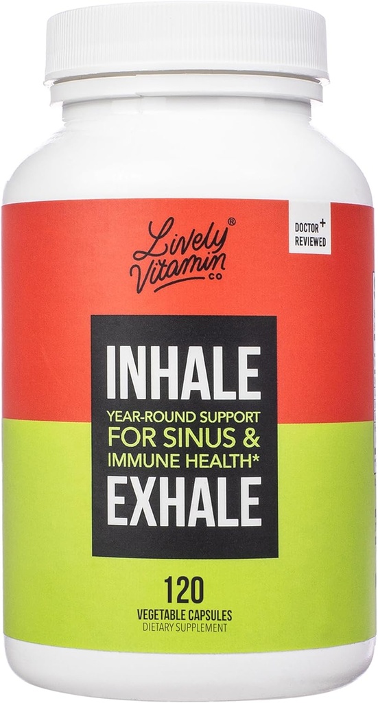 LIVELY VITAMIN CO. Sissehingamine - aitab rahustada allergiaid - sügelevad vesised silmad - allergia sümptomite leevendamine - ninakinnisus - selge hingamine - allergiline reaktsioon - köha - aevastamine - 120 kapslit