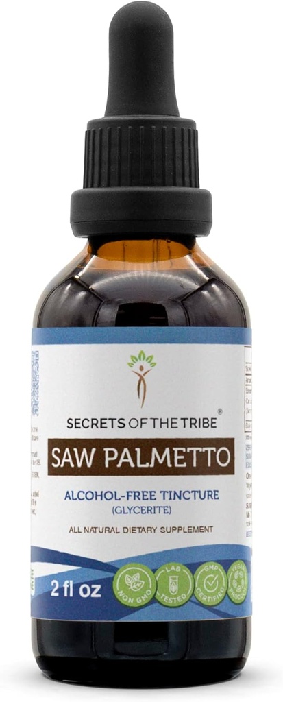 Saw Palmetto tinktuur Alkoholivaba vedelik ekstrakt, Saw Palmetto (Serenoa Repens) Kuivatatud Marja (2 FL OZ)