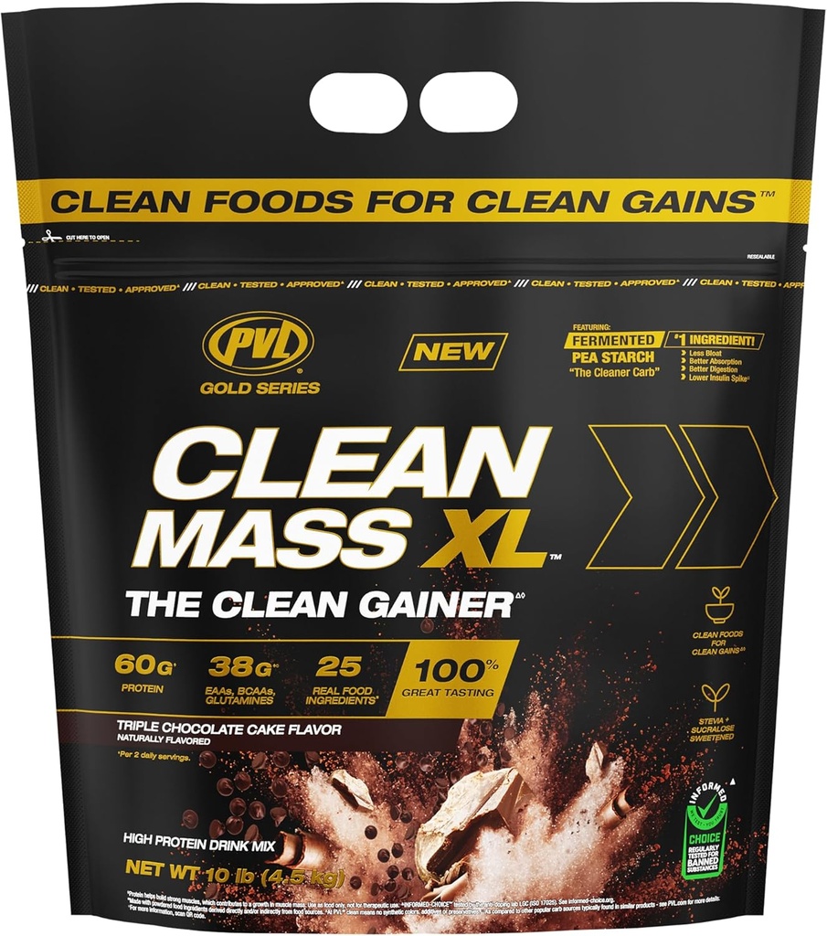 PVL Gold Series - Clean Mass XL - Clean Lihaste Mass Gainer - 10 LB - Kolmekordne šokolaadikook