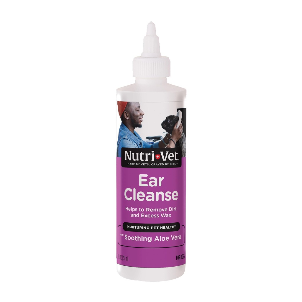 Nutri-Vet Ear Cleanse koertele, Vedelikkõrvapuhastaja rahustava aaloe ja salitsüülhappega, eemaldab ja puhastab vaha, mustuse ja krae, deodorizes ja Itch Relief, õrn veterinaararst Formulated, 8oz
