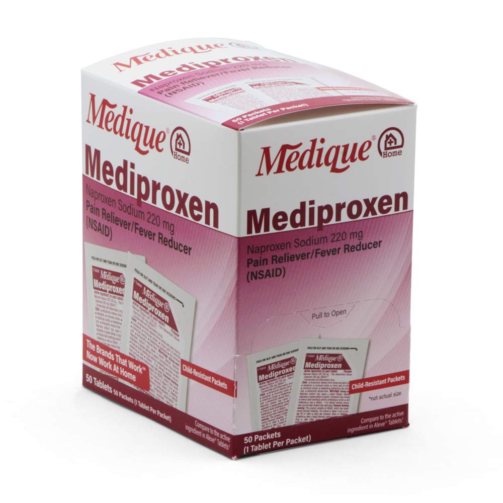 Medique @ Home Mediproxen Võrdle aktiivset koostisainet Aleve 50 x 1-ga (laste vastupidav pakend), valge (73750)