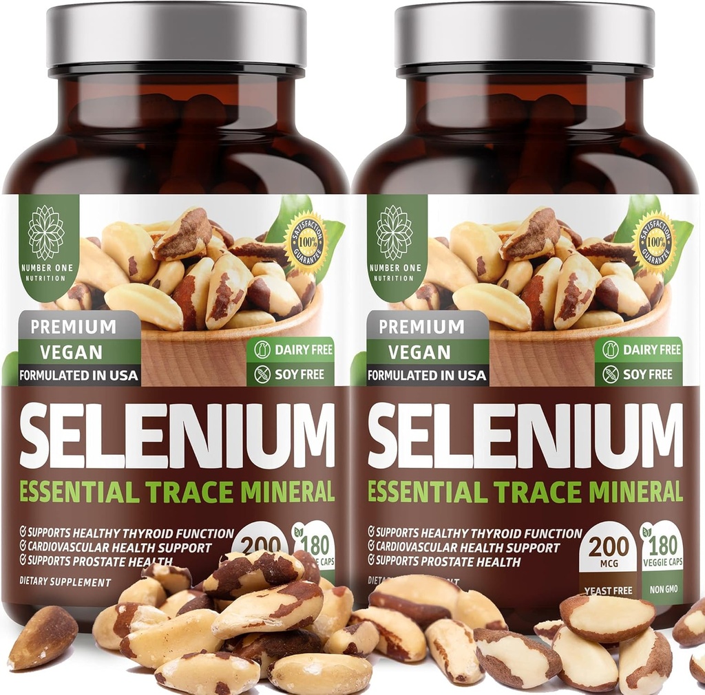 2-Pack N1N Premium Pure Selenium [Max Absorption, 200MCG] immuunsuse, südame ja eesnäärme tervise toetamiseks, 360 Veg Caps