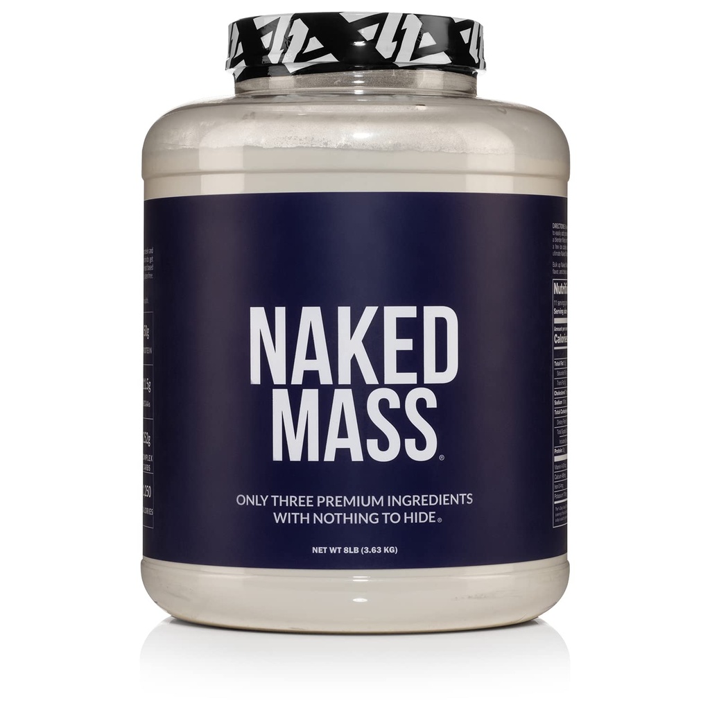 NAKED mass - looduslik kaalulangetaja valgupulber - 8 LB mahtlasti, GMO-vaba, gluteenivaba ja sojavaba. Kunstlikke koostisosi pole - 1250 kalorit serveerimise kohta