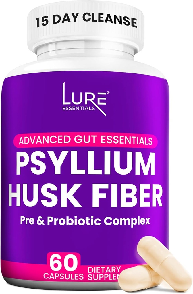 Lure Essentials Psyllium Husk kapslid Colon Cleanse - Prebiootiline ja probiootiline kiud