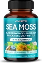 Premium Sea Moss Supplement Black Seed Oil, Ashwagandha, Põiewrack, Nettle- Advanced 18-in-1 valem immuunsuse suurendamiseks, Mineral-Richi - valmistatud USAs (150 loend (1. pakk))