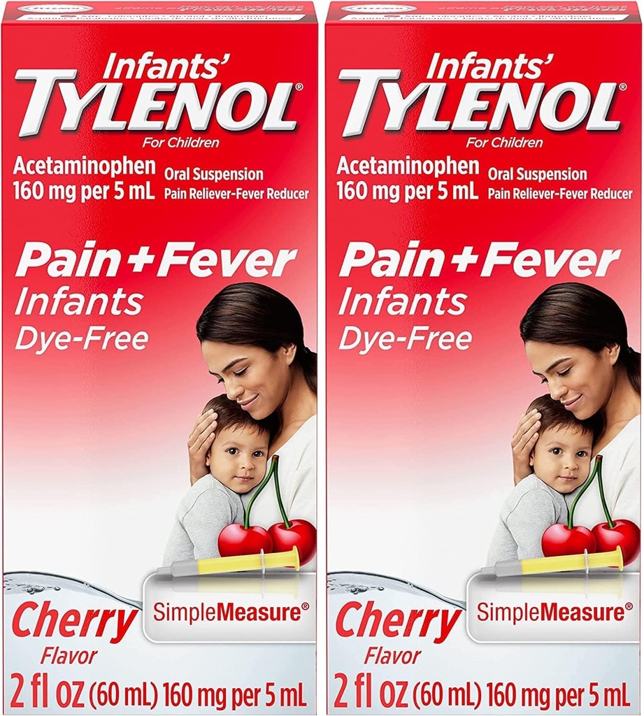 Tylenol Imikud Suukaudne suspensioon, värvivaba, Kirss, 2 Fl. Oz (pakk 2)
