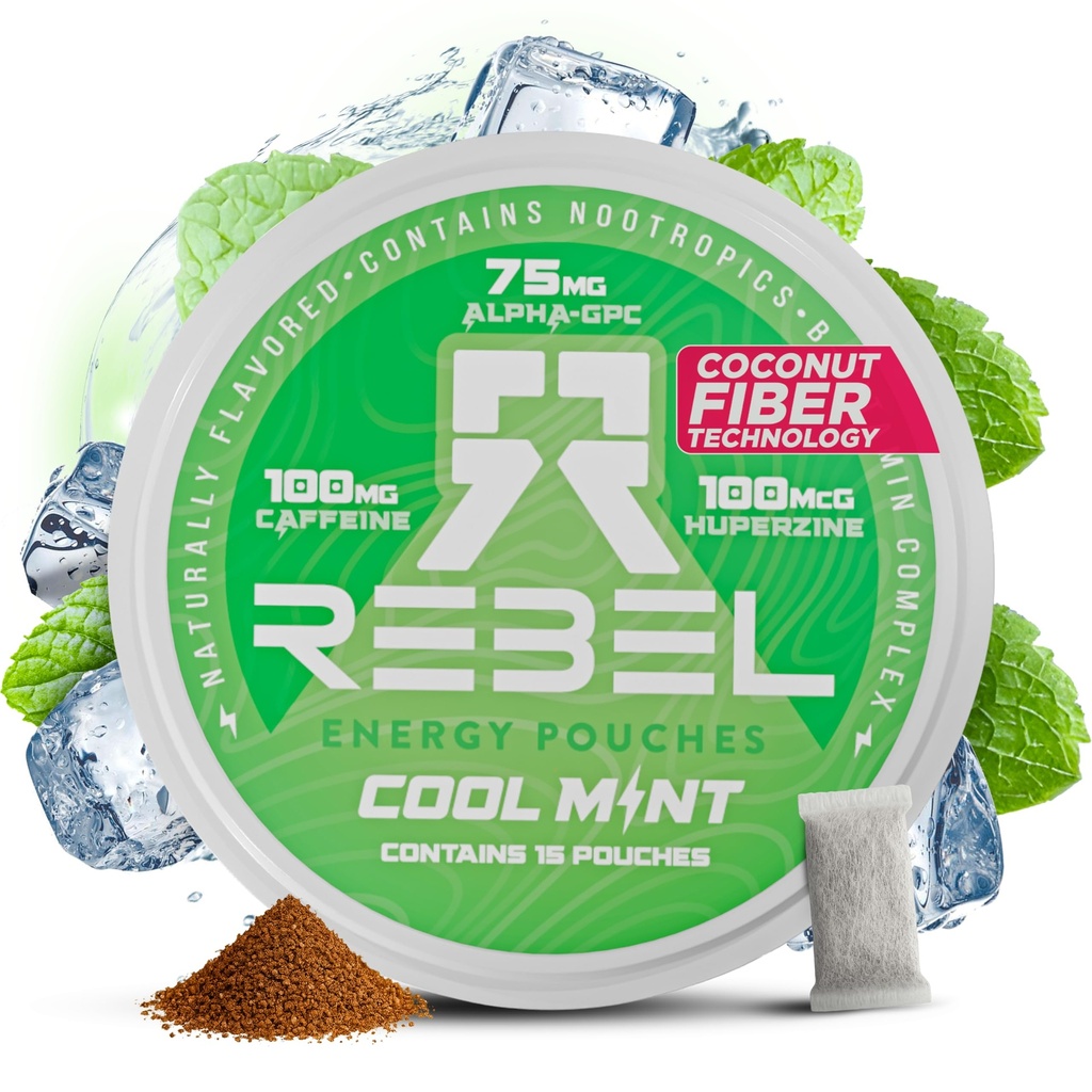 Nootroopne energia Kofeiinikotid • 100 mg Kofeiini • Alpha GPC • Huperzine A & Essential Vitamiinid • Suhkruvaba • Kookoskiud Tehnoloogia • Cool Mint Maitse • 15 Pouches Per Can (Pack of 1)