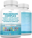 60 Count Magnesium Complex 2285mg koos magneesiumglütsinaat tsitraatmalaatoksiid Tauraat Aspartaat Glükonaat Orotaat & Mag Chloride, tsink vaskmangaan & Vitamiin C B1 B2 B6 B12 Complex USA