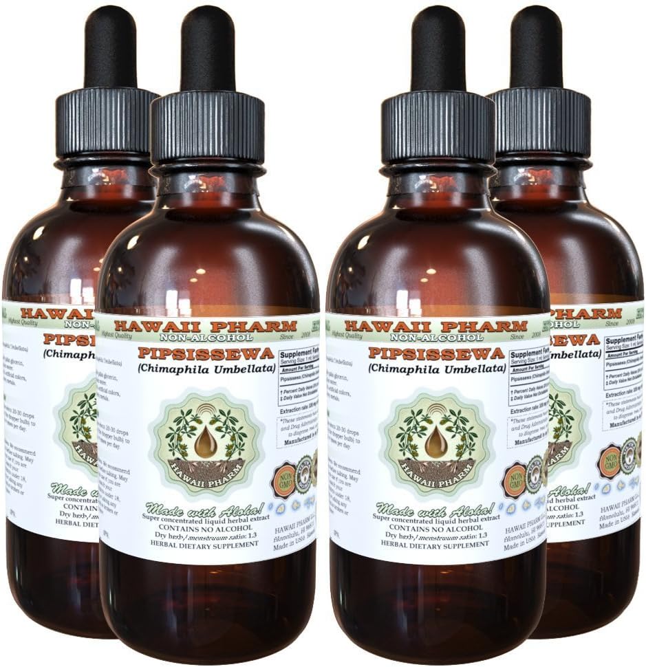 Pipsissewa Alcohol-Free Vedel Extract, Pipsissewa (Chimaphila umbellata) Dried Leaf Glycerite Natural Herbal Supplement, Hawaii Pharm, USA 4x4 fl.oz